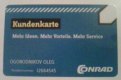 Халява: conrad, Пластиковая карточка Kundenkarte от сети магазинов